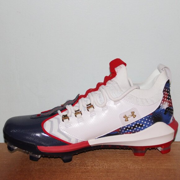 Under Armour Harper 9 Pro TPU \'USA\' Baseball Cleats Mens 13 White Red Blue
